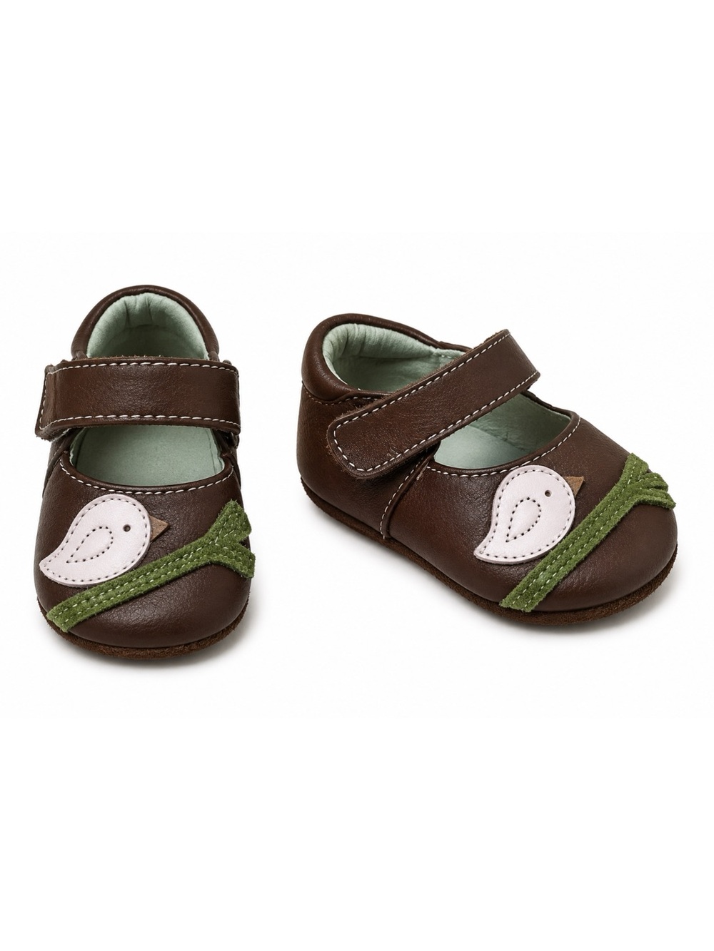 See Kai Run “Smaller” Brown Bird Graphic Leather Moccasins Baby Girl Size 1